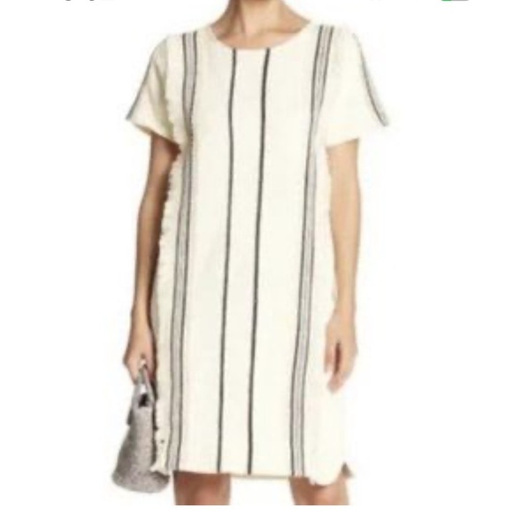 Moon River Women’s Ivory Boho Fringe Short Shift Dress XS - Picture 1 of 13